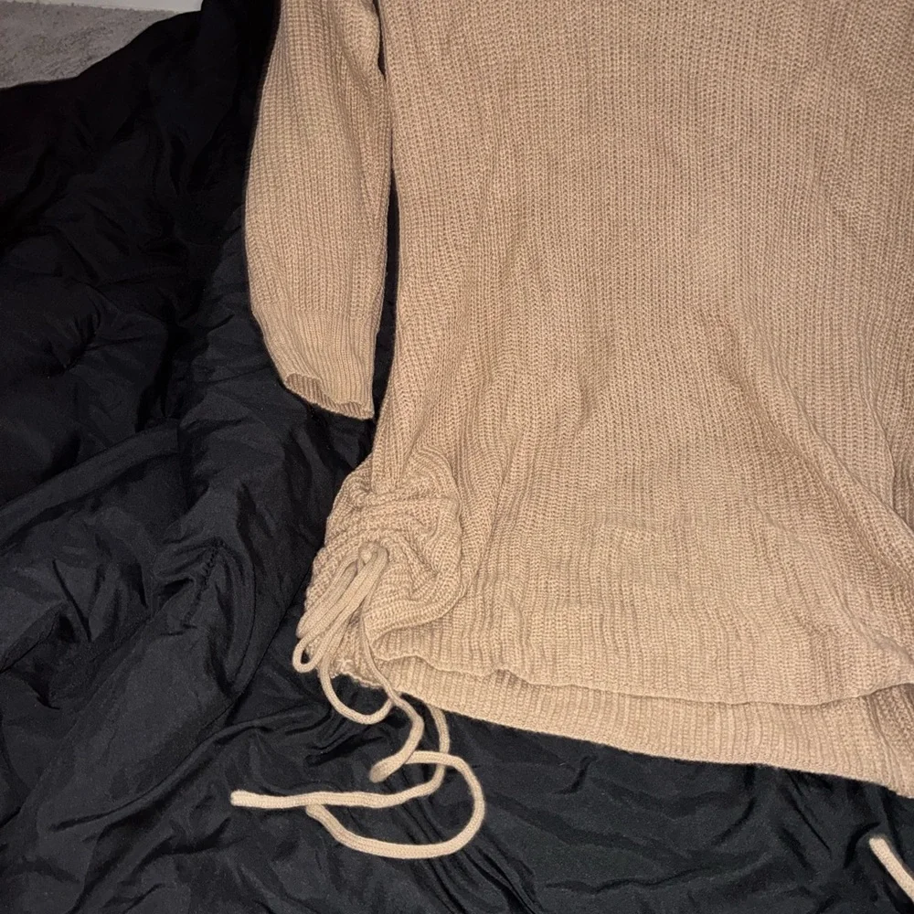Cozy Tan Knit Sweater Dress